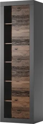 Image de Bibliothèque ONYXIA, coloris chêne foncé et noir mat, 59.2 x 195.6 x 41.8 cm