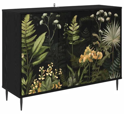 Zdjęcie produktu dla Komoda RHENEN, kolor czarny, imitacja dębu, wymiary: 102 x 33 x 76 cm
