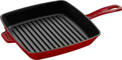 Produktbild von Staub Pfanne eckig 26 cm rot Gusseisen amerikanische Grillpfanne 40501-110-0