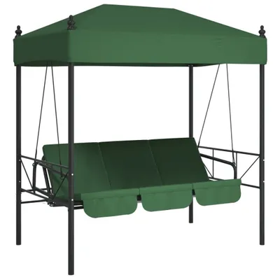 Image de vidaXL Balançoire hollywoodienne avec toit Vert Acier