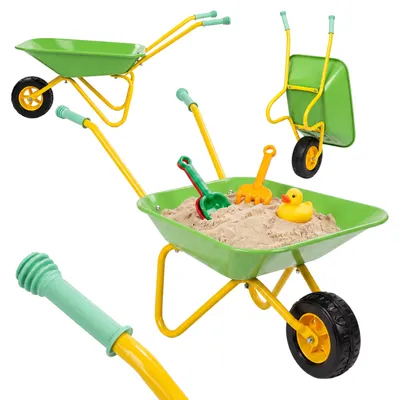 Image de Relaxdays, brouette pour enfants, poignées antidérapantes, dimensions : 43 x 74 x 36 cm, métal et plastique, brouette pour enfants, vert clair, Image générée par une IA