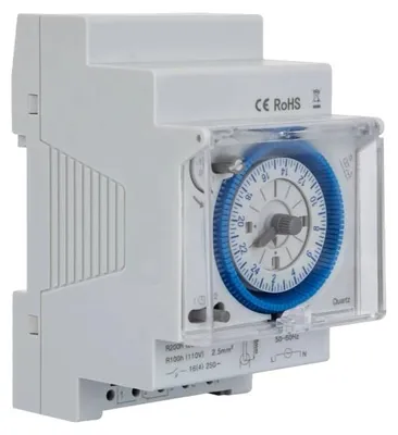 Mechanische Zeitschaltuhr 24h, DIN-Schiene, 16 A, 85-250 V AC
