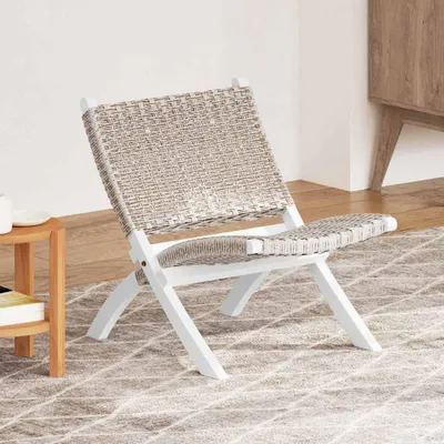 Obrázok produktu pre vidaXL Relaxačné kreslo Biely prírodný ratan Kubu a mahagónové masívne drevo