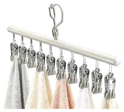 Produktbild von Hosenbügel mit Clips - Kleiderorganizer für Röcke, Metallaufbewahrung mit langer Haltbarkeit, Kleiderschrank, Mehrfachclip-Bügel für Krawatten und Leggings