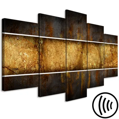 Image de Tableau acoustique Abstrait 200 x 100 cm Tableaux Mousse acoustique Absorbeur acoustique haute performance Isolation acoustique Toile 5 pièces Tableau mural Acoustique intérieure Isolation acoustique Structure Texture marron beige f-A-0875-b-m