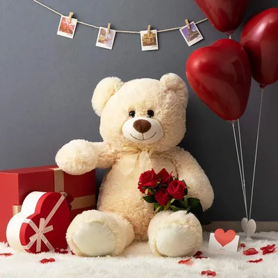 Immagine prodotto di Orsacchiotto di peluche, 90 cm, color beige, adatto ai bambini