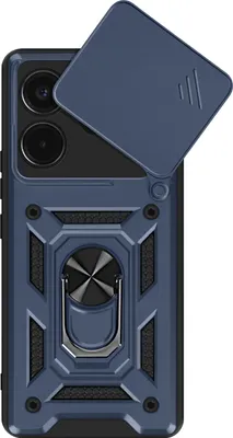 Image de Mayaxess, coque pour Xiaomi Redmi Note 14 4G avec anneau de retenue et protection pour l'appareil photo, bleu nuit