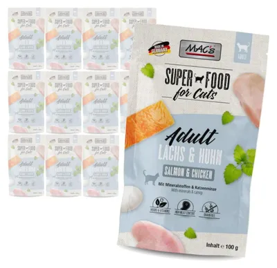 Produktbild von MAC's Nassfutter für Katzen, Lachs und Huhn, 12 x 100 g