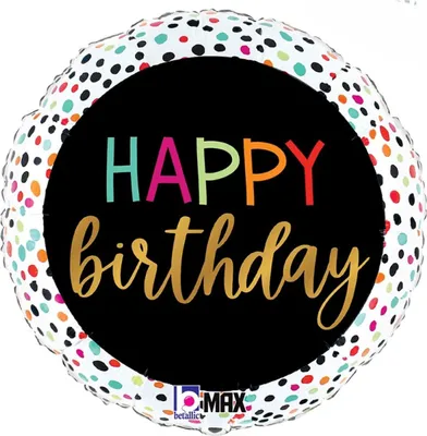 Obrázek produktu pro Fóliový balónek - Happy birthday round dots 46 cm