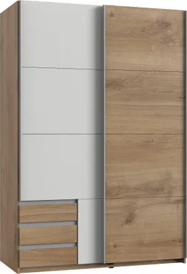 Produktbild von Schwebetürenschrank Emden Kleiderschrank Ausführung wählbar,Plankeneiche / weiß,135x64x198cm