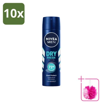 Obrázok produktu pre 10 kusov deodorantu NIVEA MEN Dry Fresh vo spreji - 150 ml - balenie s 10 kusmi