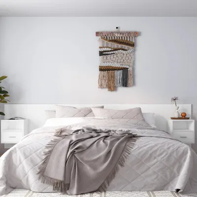Immagine prodotto di The Living Store Testata con comodini in legno bianco