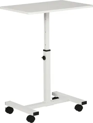 Obrázek produktu pro Odkládací stolek na kolečkách – stolek k pohovce/posteli – výškově nastavitelný – deska stolu 60 × 40 cm – výška 52,5–84 cm – k pohovce a posteli