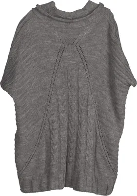 Produktbild von styleBREAKER Damen Strick Poncho mit Zopfmuster, Ärmel und Schalkragen 08010054