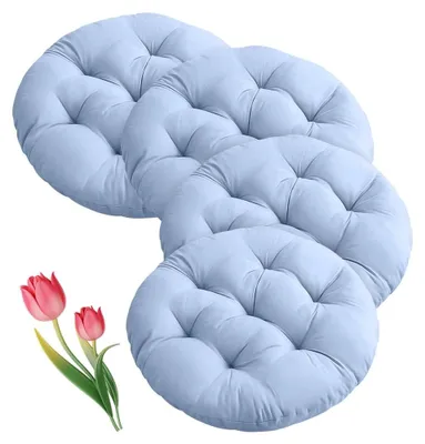 Image de Omgoods - Ensemble de 4 coussins ronds pour chaise, diamètre 40 cm, couleur gris-bleu