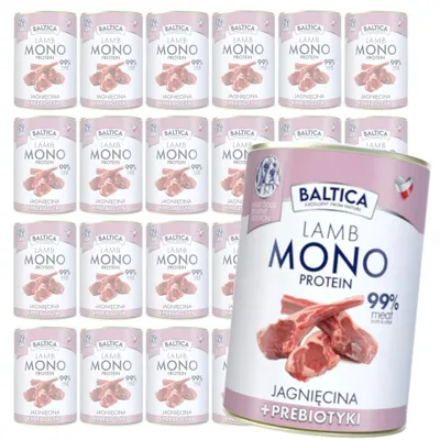 Produktbild von Baltica Monoprotein Lamm Präbiotika 24x400g Hypoallergenes getreidefreies Nassfutter für Hunde