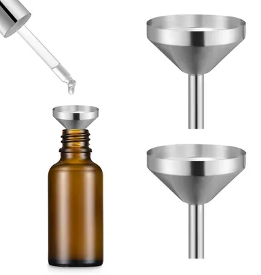 Produktbild von 2 Stück Mini Trichter Edelstahl Silber Klein für Küche Kosmetik Flüssigkeiten