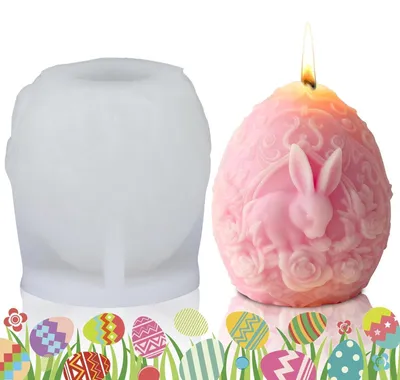 Immagine prodotto di Stampo in silicone a forma di coniglio di Pasqua 3D, per realizzare candele o altri oggetti, ideale per progetti fai-da-te a tema pasquale