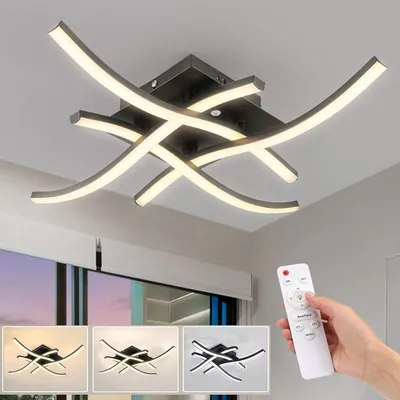 Produktbild von 48W Modern LED Deckenleuchte 4-flammig Wellenförmig lampe, 4800LM , Dimmbar mit Fernbedienung, für Wohnzimmer, Schlafzimmer, Küche