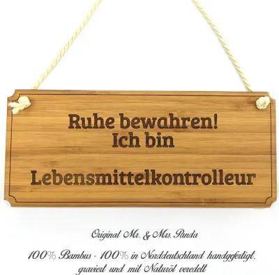 Produktbild von Mr. & Mrs. Panda Infotafel Lebensmittelkontrolleur - Geschenk, Graviert, Landhaus, Firmenschild, Rente, Schild, Wegweiser, Berufsausbildung, Shabby, Türschild, Holz