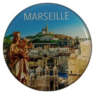 Runder Magnet Marseille, 6,5x6,5 cm, schwarz