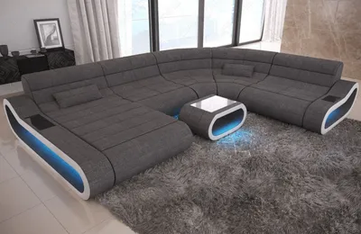 Produktbild von Stoffsofa Wohnlandschaft Concept XXL mit Licht USB Webstoff Strukturstoff