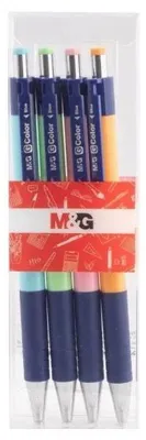 Obrázok produktu pre Stlačovací guľôčkový pero 0,7 mm, modré, 4 ks, M&G