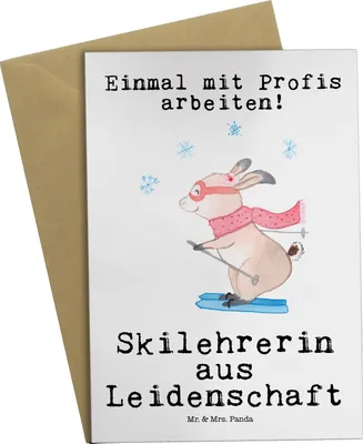 Produktbild von Mr. & Mrs. Panda babykarte Skilehrerin Leidenschaft - Weiß - Geschenk, dankeskarten, einladungskarten, weihnachtskarten, firmungskarte, hochzeitskarten, genesungskarte