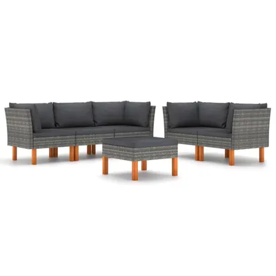 Produktbild von vidaXL 6-tlg. Garten-Lounge-Set mit Kissen Poly Rattan Grau
