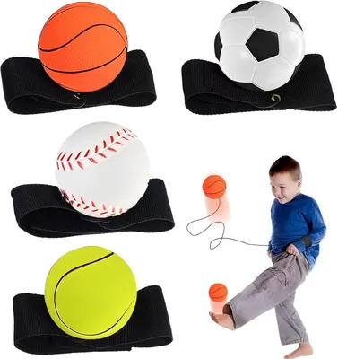 Produktbild von Pack von 8 Jumping Balls mit Schnur 47 mm, Elastische Rückschlagball, für Fußball, Basketball, Softball