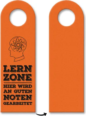 Produktbild von Schüler oder Studenten Türhänger mit Denken Motiv und Spruch: Lernzone in Orange