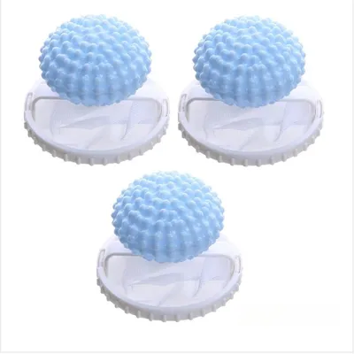 Image de INF Lot de 3 boules anti-peluches 2 en 1 pour machine à laver – Élimine les poils d'animaux flottants et réutilisables Bleu
