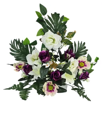 Kunstblumen für Friedhof, violette Töne, 80x60x14 cm