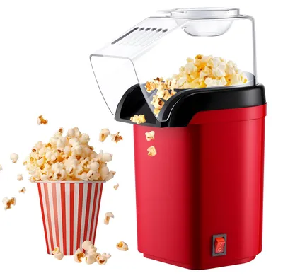 Heißluft-Popcornmaschine 1200 W, fettfrei, Retro-Design, 3 Min.