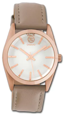 Imagen del producto de Reloj de pulsera Oozoo Damenuhr, correa de cuero en color beige claro, movimiento de cuarzo, esfera analógica, modelo D3UOC10187