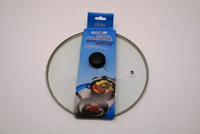 Produktbild von Glasdeckel 28cm mit Knopf und Edelstahlrand für Topf und Pfanne, Topfdeckel Pfannendeckel Kochtopfdeckel