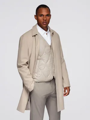 Zdjęcie produktu dla Ombre Clothing Męski płaszcz Overesque, beżowy, rozmiar L