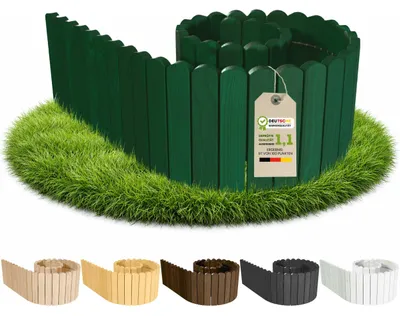Produktbild von Floranica Beeteinfassung Rasenkante Holz 40 x 200 cm Grün Rollzaun Flexible Rollborder Palisade Gartenzaun Beetumrandung
