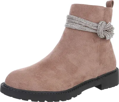 Produktbild von Ital-Design Damen Stiefeletten Leicht gefüttert Wildlederoptik Flache Stiefeletten 87108786 Hellbraun Gr.  38