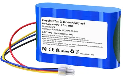 Akku 3600mAh 18,5V für Husqvarna Automower 310/315/315X