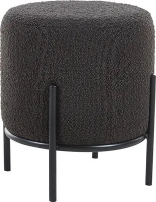 Produktbild von SalesFever Polsterhocker rund Ø35 cm | Bezug Bouclé Stoff | Design-Gestell aus Metall | B 35 x T 35 x H 38 cm | anthrazit – schwarz