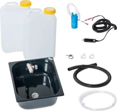 Immagine prodotto di kit da campeggio 12V Lavabo nero 354x325x150mm int. 19 litri T5 T6 Vito