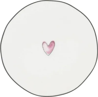 Produktbild von Dessertteller Watercolour HEART Herz D. 13cm weiß rosa Bastion Collections