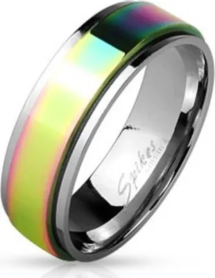Produktbild von Drehring Regenbogen: Spinning Ring aus Edelstahl 57 (18.1 mm Ø)