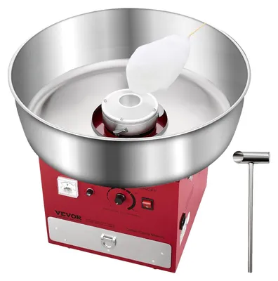 Immagine prodotto di Macchina per zucchero filato elettrica VEVOR macchine per zucchero filato commerciali (1000 W) con ciotola in acciaio inox da 52 cm e paletta per lo zucchero