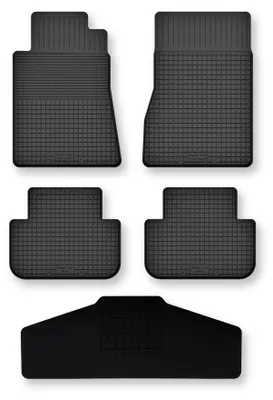 Produktbild von Gummi-Fußmatten + Tunnel für Mercedes E W124 1984-1997 (Coupé) – 5-tlg, Schwarz, Semi-Universal, angepasst – Wielganizator Semi-Universal