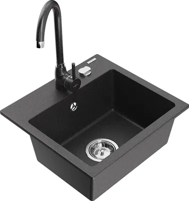 Immagine prodotto di Mexen Milo lavello in granito 1-vasca con miscelatore da cucina Telma, nero maculato - 6505-76-670200-76