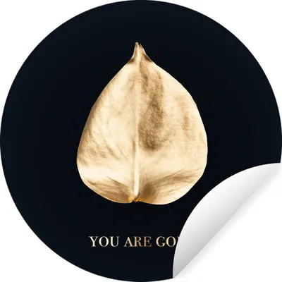 Produktbild von MuchoWow® Runde Wandtattoo - Wandsticker Tapete Aufkleber Blatt - Gold - Zitate Ø 50 cm Selbstklebend und Repositionierbar - Wandaufkleber - Kreis - Wand Kreis - Wand Bild - Foto Tapete - Selbstklebende - Wohnzimmerdekoration - Wand Dekoration - Kinderzimmer
