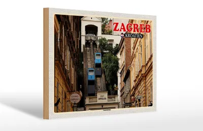 Produktbild von Holzschild Reise 30x20cm Zagreb Kroatien Standseilbahn Uspinjaca