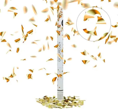 Produktbild von Goldene Konfettikanone 80 cm mit funkelndem Goldregen-Effekt, 6-8m Wurfweite